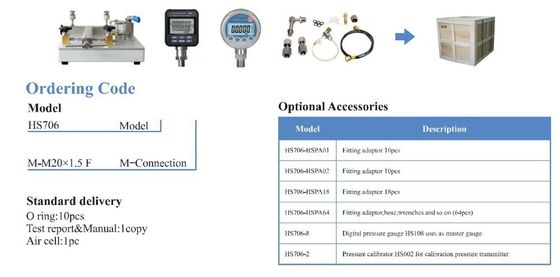 Comparatore di pressione idraulica HS706 per apparecchiature di laboratorio